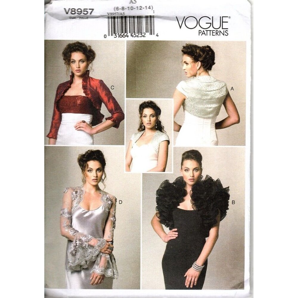 Vogue V8957 Misses 6 to 14 Shrugs and Jackets Uncut Sewing Pattern New